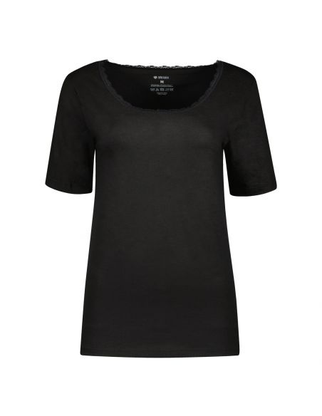 Gino Santi Dames Thermal Shirt Lace zwart