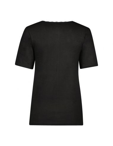 Gino Santi Dames Thermal Shirt Lace zwart