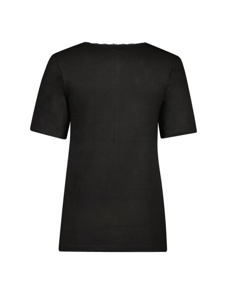 Gino Santi Dames Thermal Shirt Lace zwart