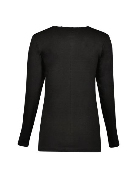 Gino Santi Dames Thermal Shirt Lace lange mouw zwart