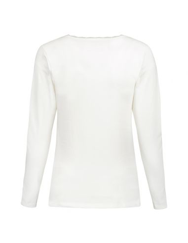 Gino Santi Dames Thermal Shirt Lace lange mouw wit