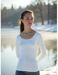 Gino Santi Dames Thermal Shirt Lace lange mouw wit 2