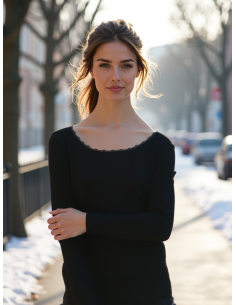 Gino Santi Dames Thermal Shirt Lace lange mouw zwart 2