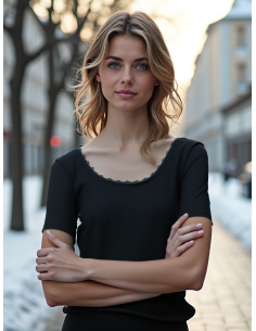 Gino Santi Dames Thermal Shirt Lace zwart 2