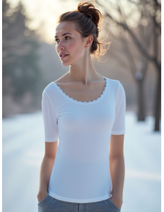 Gino Santi Dames Thermal Shirt Lace wit 2