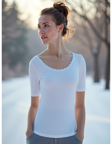 Gino Santi Dames Thermal Shirt Lace wit