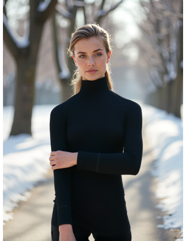 Gino Santi Dames Thermal Shirt Viloft lange mouw zwart