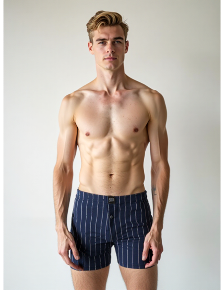 Gino Santi Heren Klassieke boxer Navy Pin Stripe