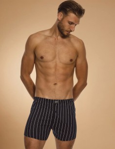Gino Santi Heren Klassieke boxer Navy Pin Stripe 2