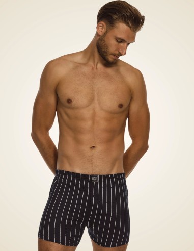 Gino Santi Heren Klassieke boxer Zwart Pin Stripe