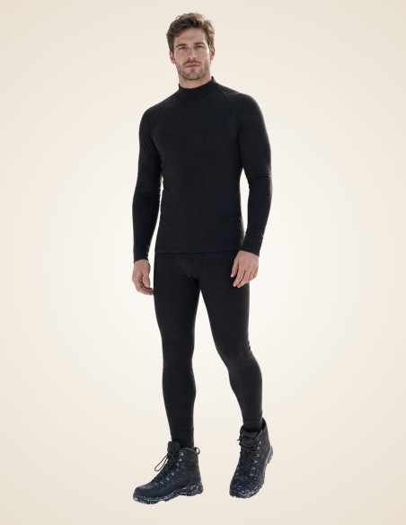 Gino Santi Heren Thermal Shirt Viloft lange mouw zwart